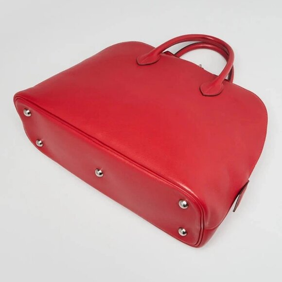 Hermes 30cm Rouge Casaque Swift Leather Palladium Plated Bolide 1923 Bag - Picture 11 of 12